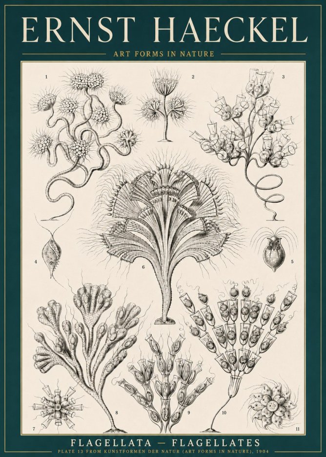 Ernst Haeckel Flagellata - Flagellates No3 - Plakát