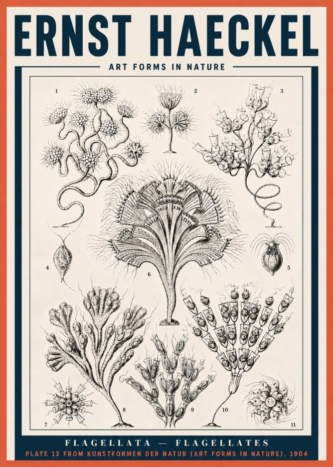 Ernst Haeckel Flagellata - Flagellates No4 - Plakát