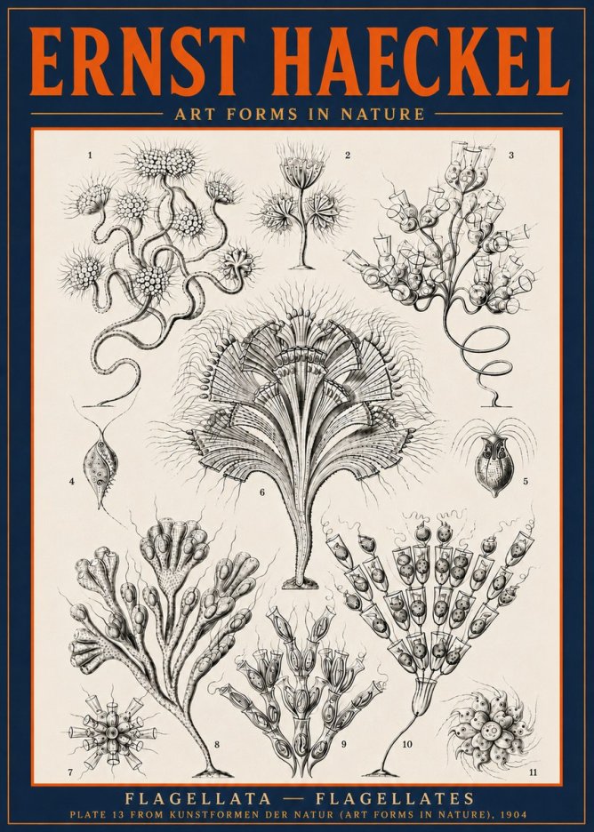 Ernst Haeckel Flagellata - Flagellates No6 - Plakát