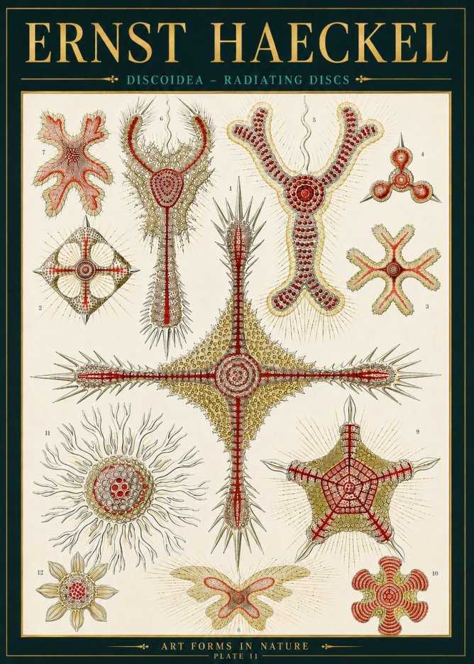 Ernst Haeckel Discoidea – Radiating Discs No4 - Plakát