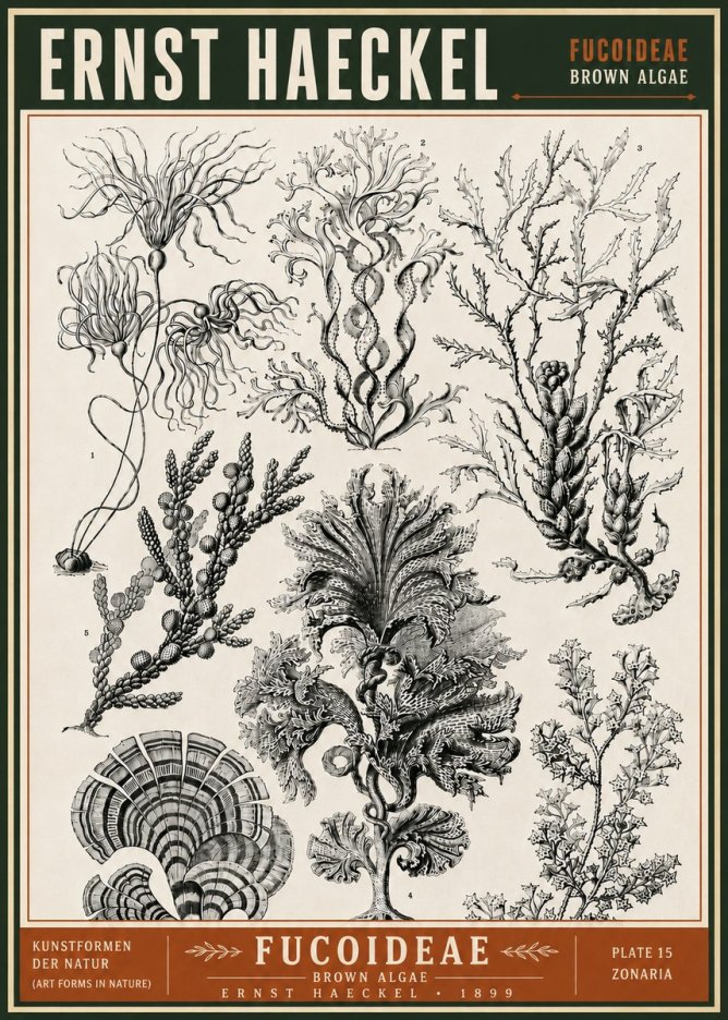 Ernst Haeckel Fucoideae - Brown Algae No6 - Plakát