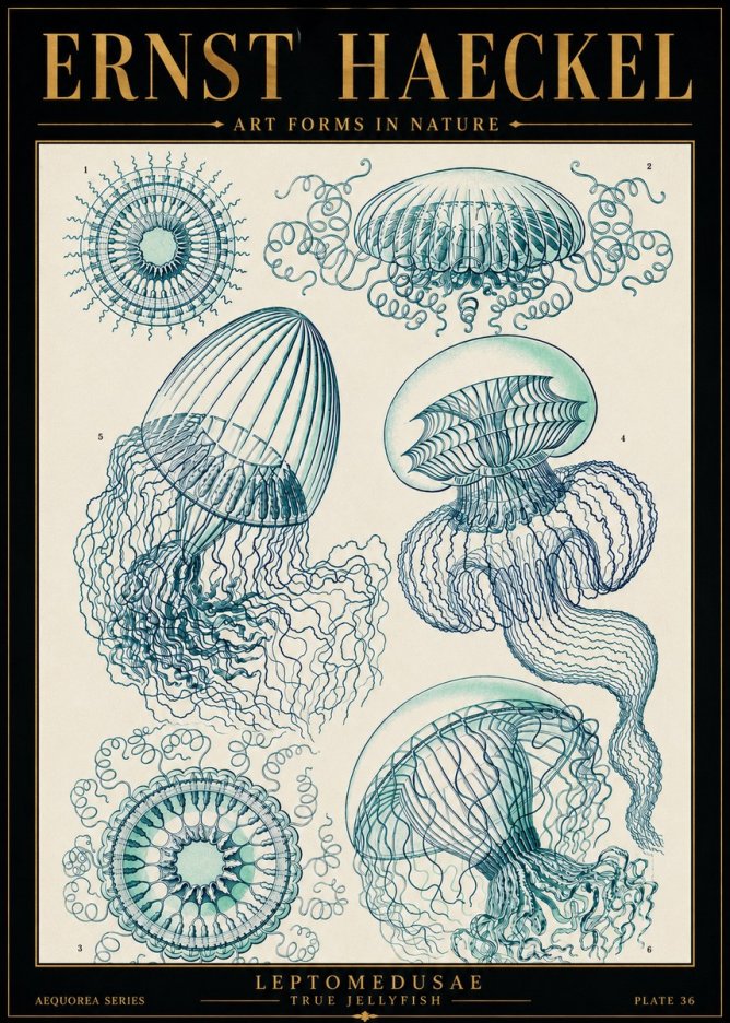 Ernst Haeckel Leptomedusae True Jellyfish No5 - Plakát