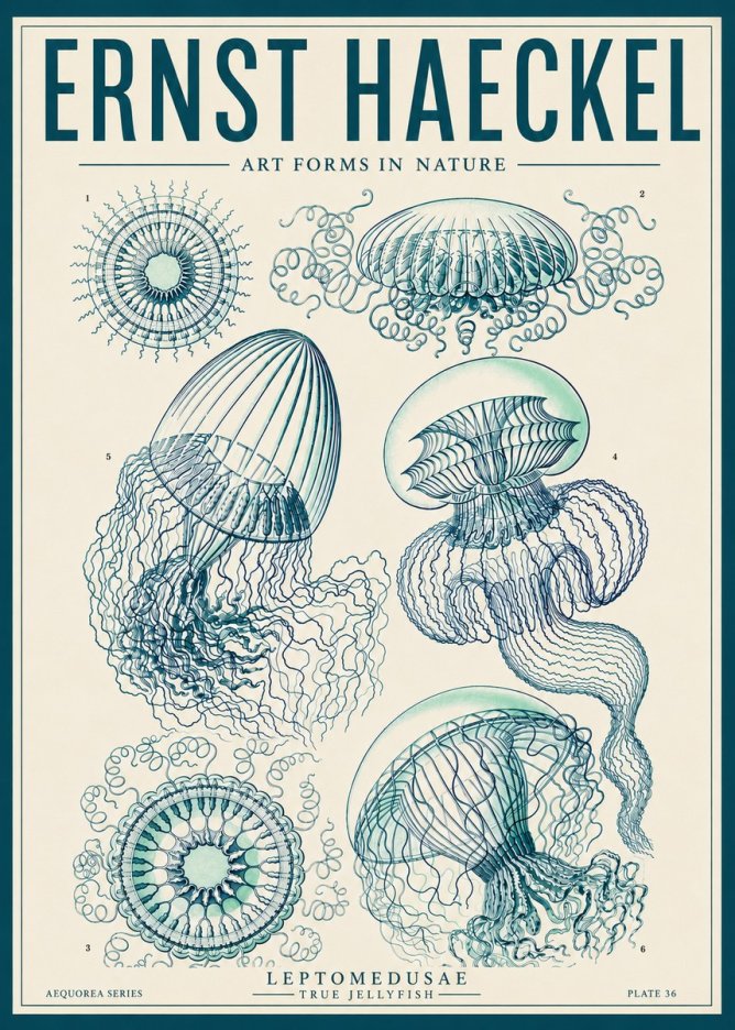 Ernst Haeckel Leptomedusae True Jellyfish No6 - Plakát