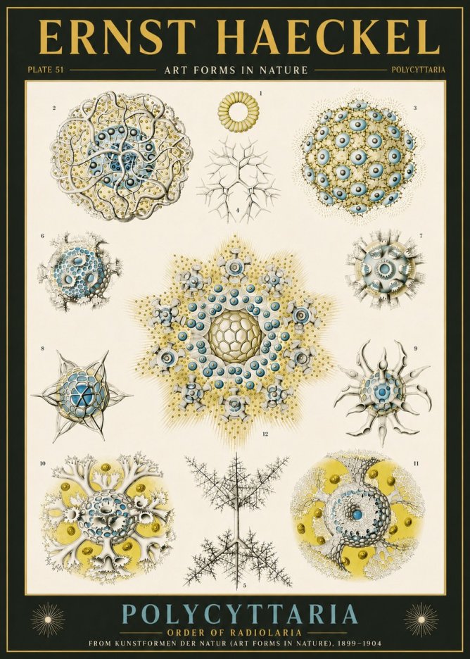 Ernst Haeckel Polycyttaria – Order of Radiolaria No6 - Plakát