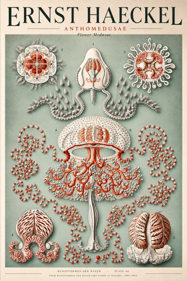 Ernst Haeckel Anthomedusae. Flower Medusae. No4 - Plakát