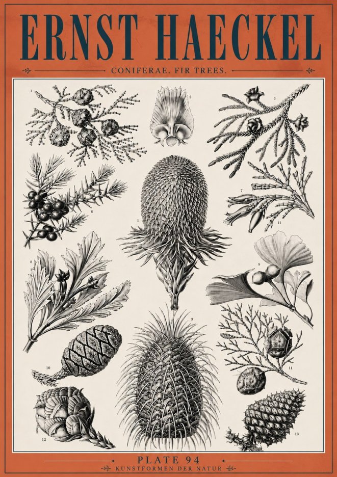 Ernst Haeckel Coniferae. Fir Trees. No6 - Plakát