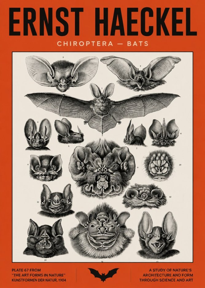 Ernst Haeckel Chiroptera Bats No5 - Plakát