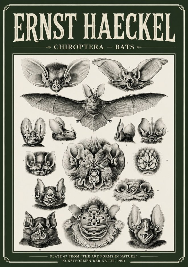 Ernst Haeckel Chiroptera Bats No6 - Plakát