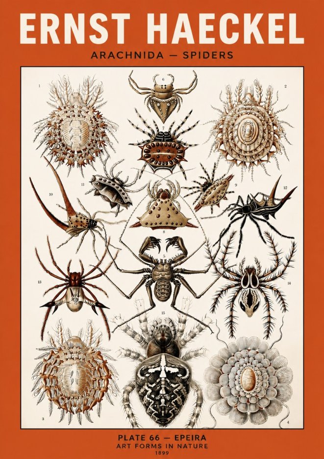 Ernst Haeckel Arachnida — Spiders No5 - Plakát