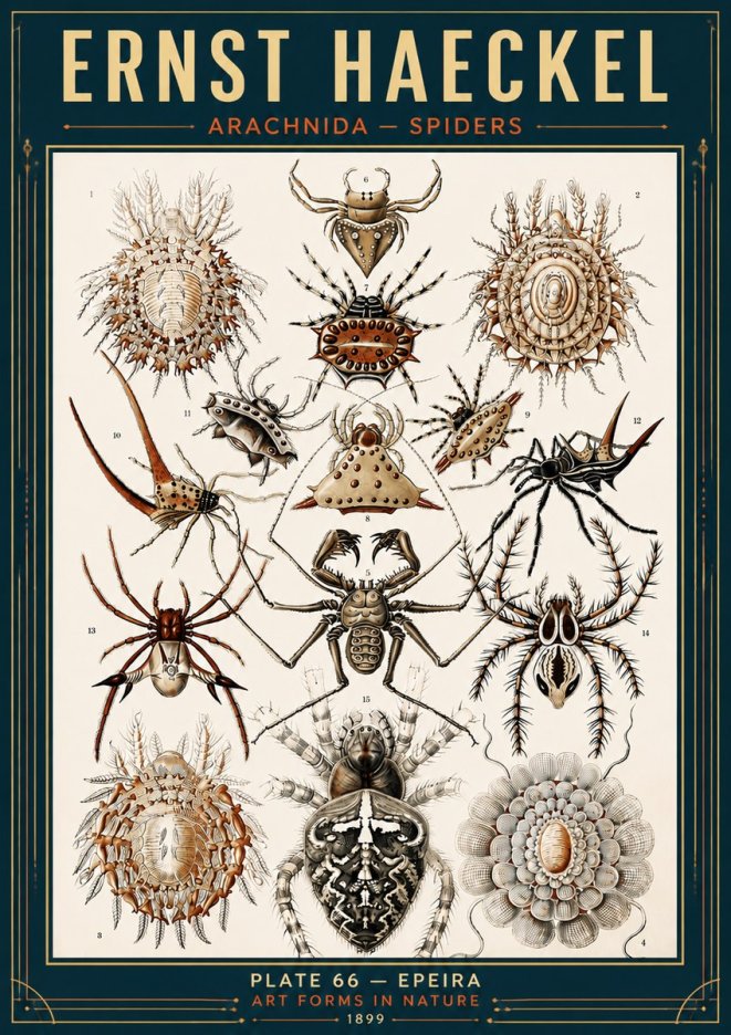 Ernst Haeckel Arachnida — Spiders No6 - Plakát