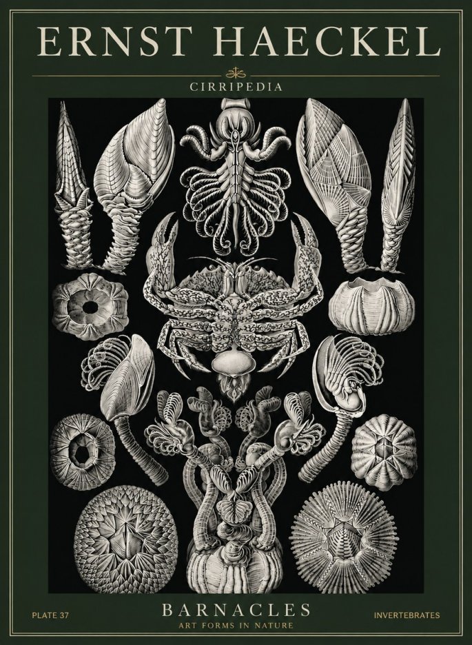 Ernst Haeckel Cirripedia Barnacles No6 - Plakát
