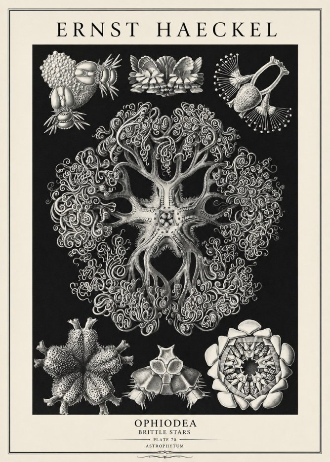 Ernst Haeckel Ophiodea - Brittle Stars II No3 - Plakát