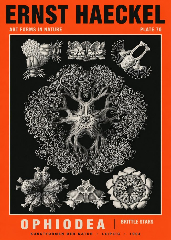 Ernst Haeckel Ophiodea - Brittle Stars II No5 - Plakát