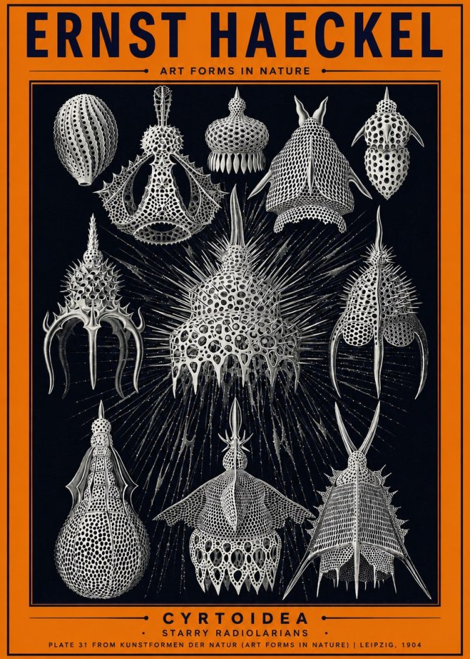 Ernst Haeckel Cyrtoidea - Starry Radiolarians No2 - Plakát