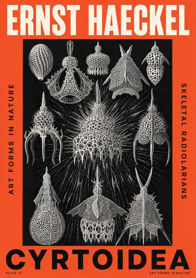 Ernst Haeckel Cyrtoidea - Starry Radiolarians No5 - Plakát