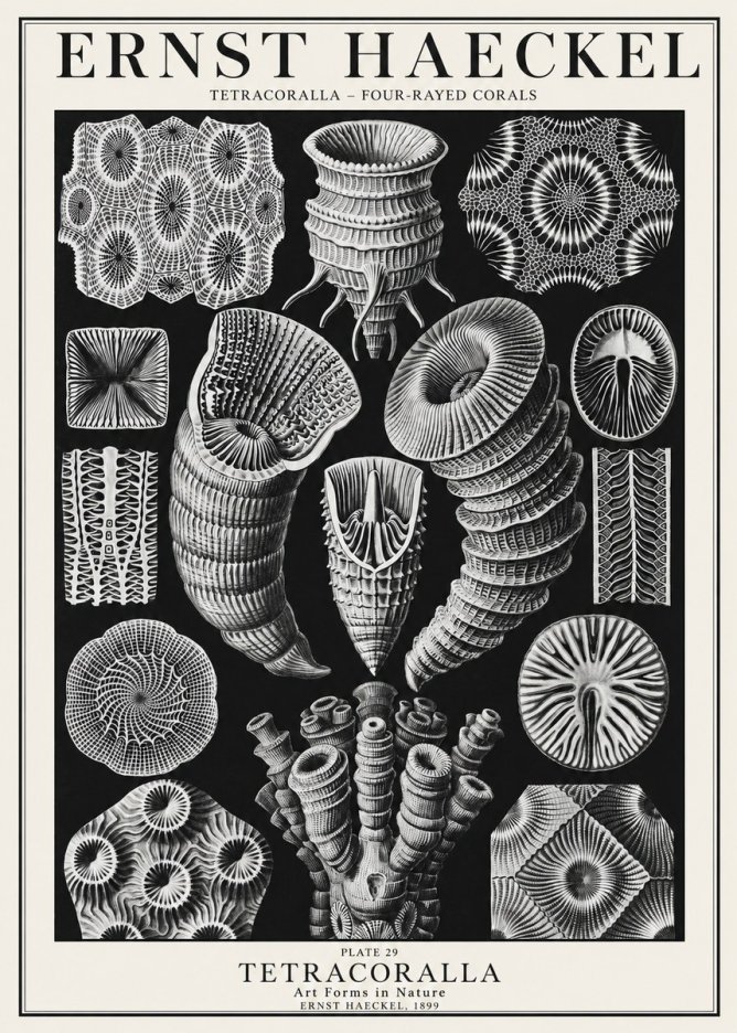 Ernst Haeckel Tetracoralla - Four-rayed Corals No1 - Plakát