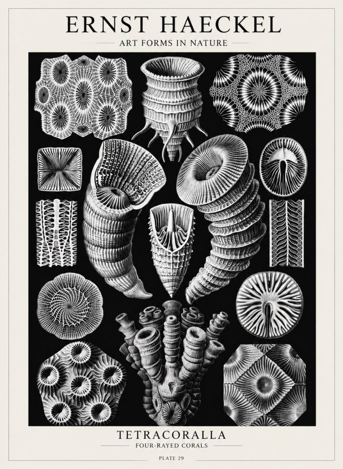 Ernst Haeckel Tetracoralla - Four-rayed Corals No4 - Plakát