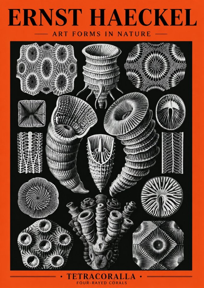 Ernst Haeckel Tetracoralla - Four-rayed Corals No5 - Plakát