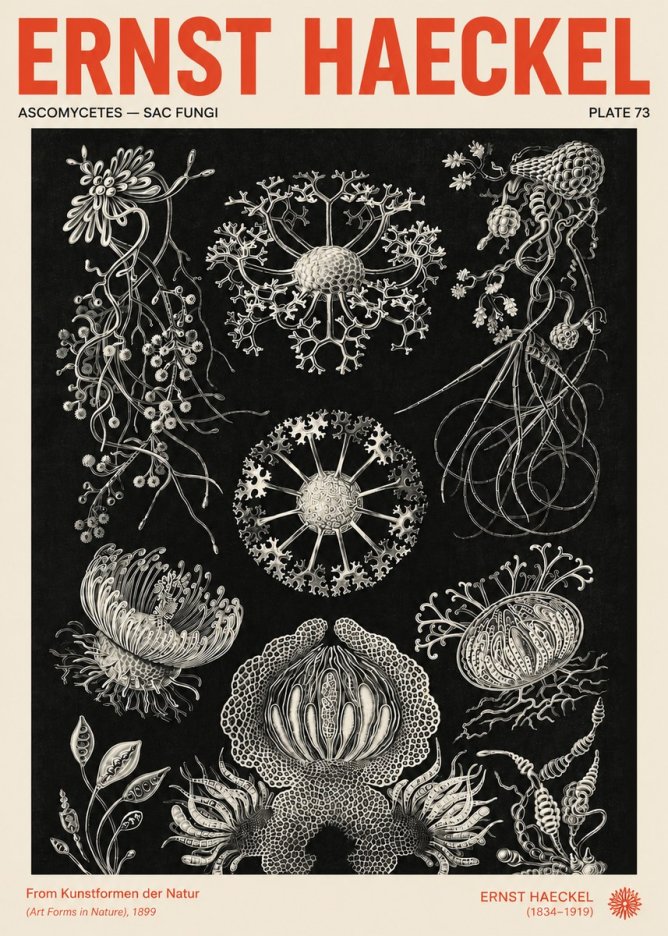 Ernst Haeckel Ascomycetes — Sac Fungi No4 - Plakát