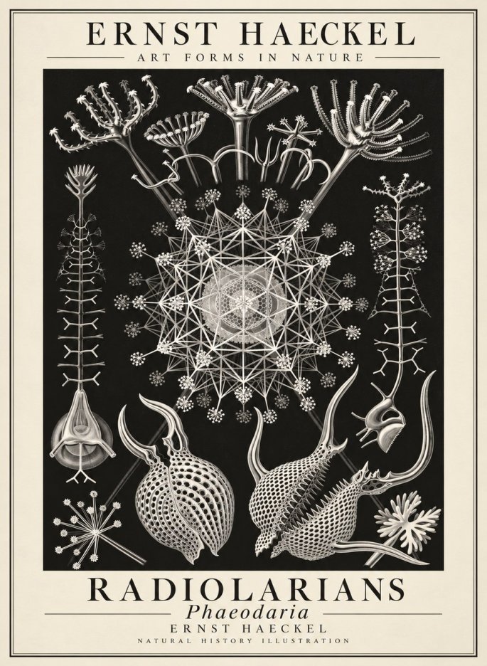 Ernst Haeckel Phaeodaria Radiolarians - Plate 61 No3 - Plakát