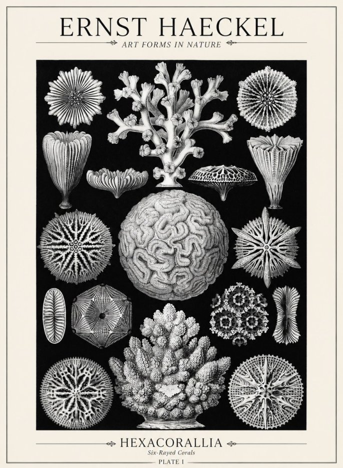 Ernst Haeckel Hexacoralla – Six-rayed Corals No5 - Plakát