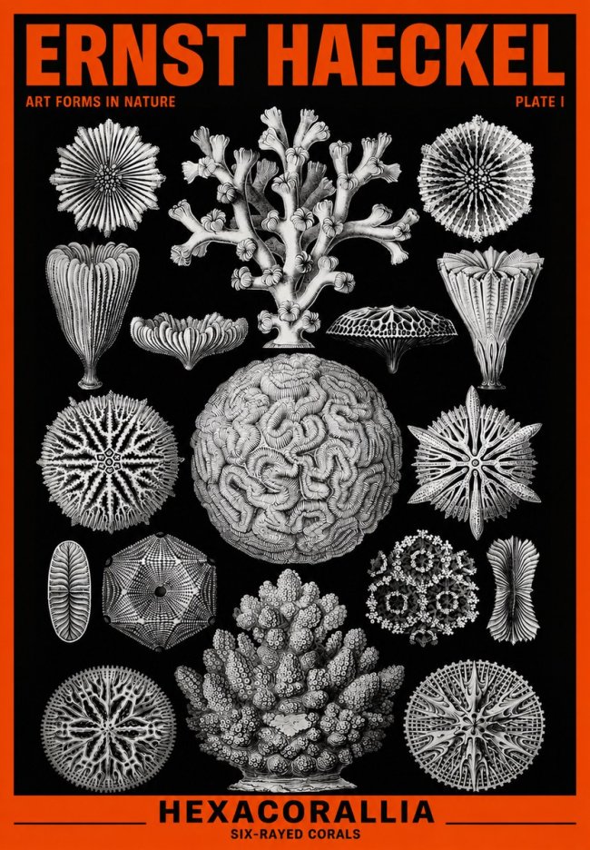 Ernst Haeckel Hexacoralla – Six-rayed Corals No6 - Plakát