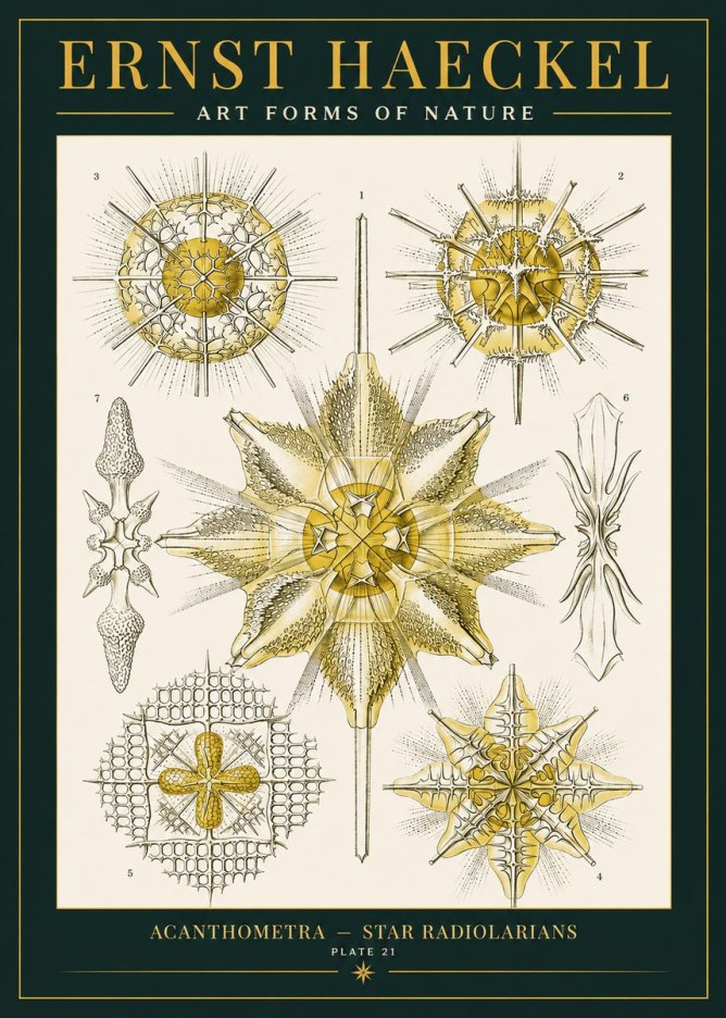 Ernst Haeckel Acanthometra - Star Radiolarians No2 - Plakát