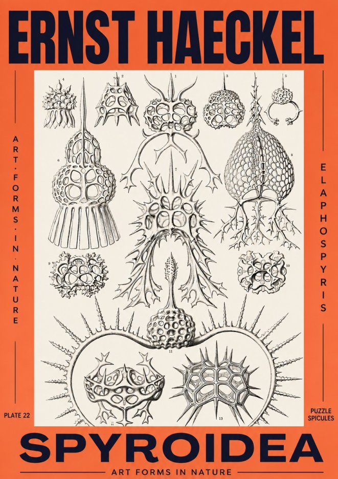 Ernst Haeckel Spyroidea - Puffball Radiolarians - Plate 22 No3 - Plakát