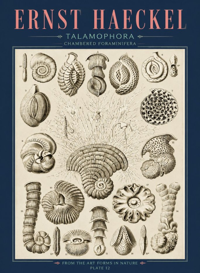 Ernst Haeckel Thalamophora – Foraminifera Plate 12 No4 - Plakát