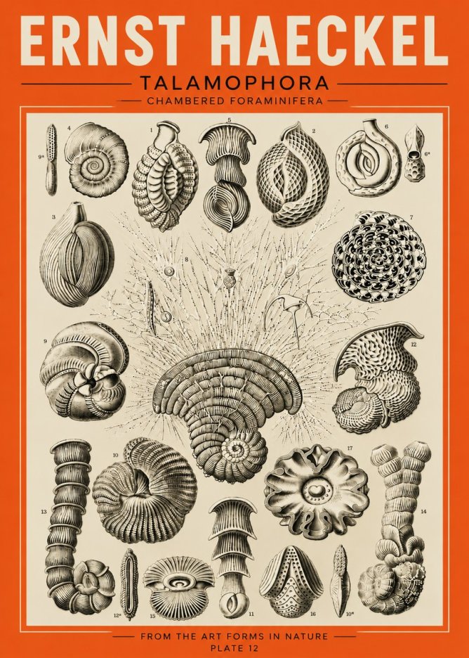 Ernst Haeckel Thalamophora – Foraminifera Plate 12 No5 - Plakát