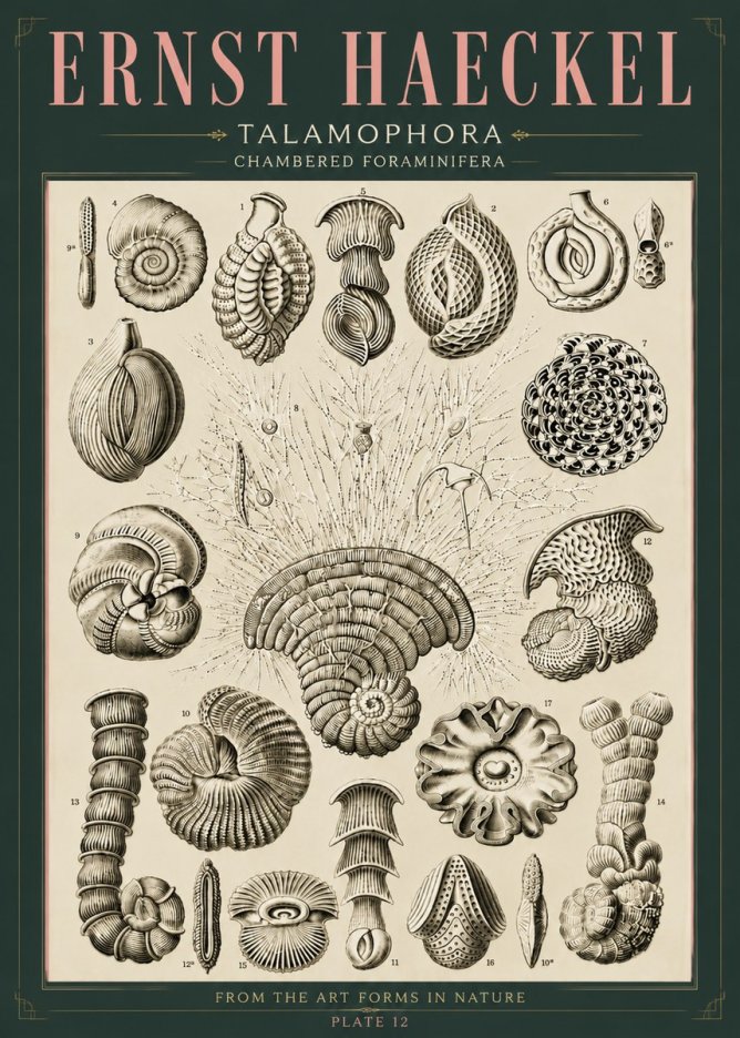 Ernst Haeckel Thalamophora – Foraminifera Plate 12 No6 - Plakát