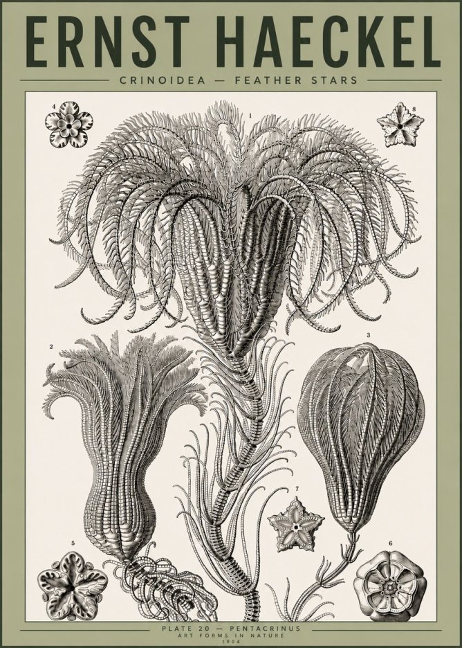 Ernst Haeckel Crinoidea - Palm Lilies No4 - Plakát