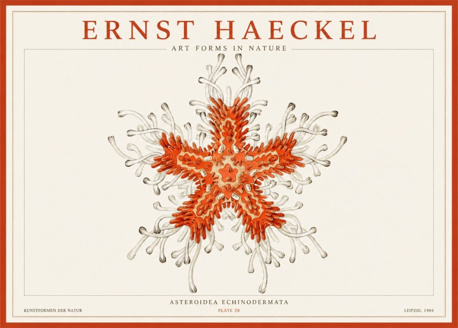 Ernst Haeckel Asteroidea Echinodermata Plate 28 No1 - Plakát