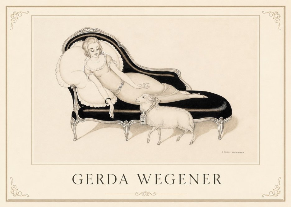 Gerda Wegener Lady with Lamb No1 - Plakát