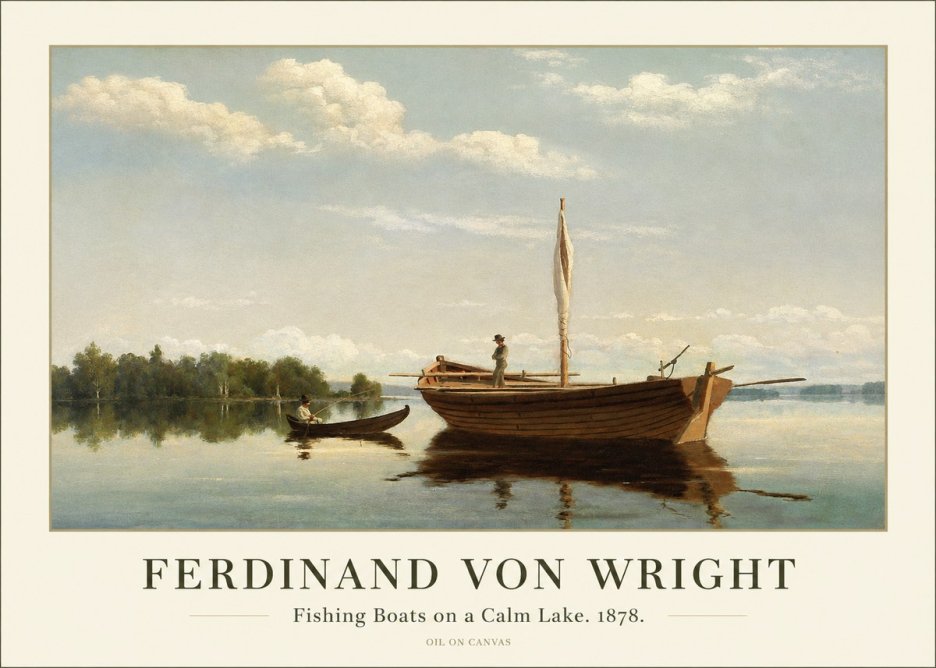 Ferdinand von Wright Fishing Boats on a Calm Lake. 1878. No1 - Plakát