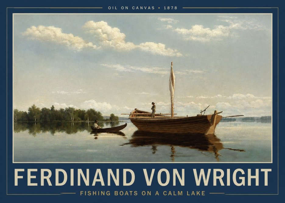 Ferdinand von Wright Fishing Boats on a Calm Lake. 1878. No2 - Plakát