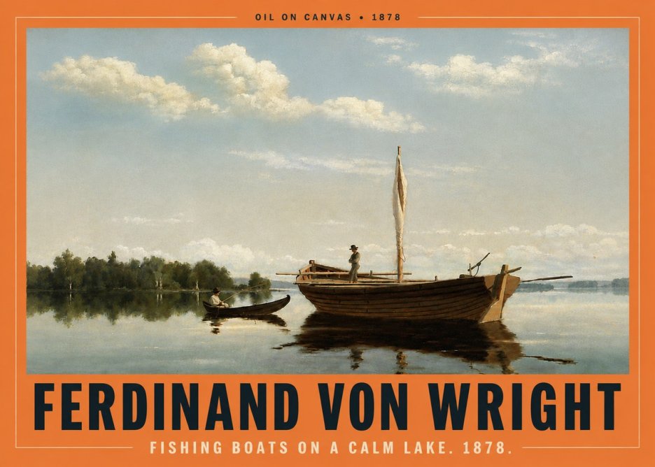 Ferdinand von Wright Fishing Boats on a Calm Lake. 1878. No4 - Plakát