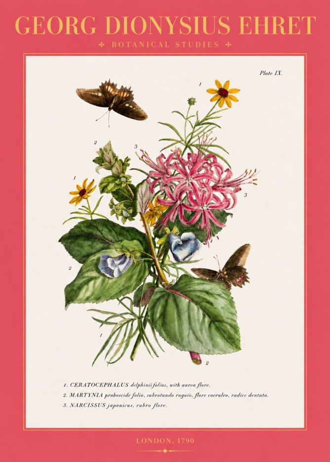 Georg Dionysius Ehret Botanical Studies - Plate Ix No2 - Plakát