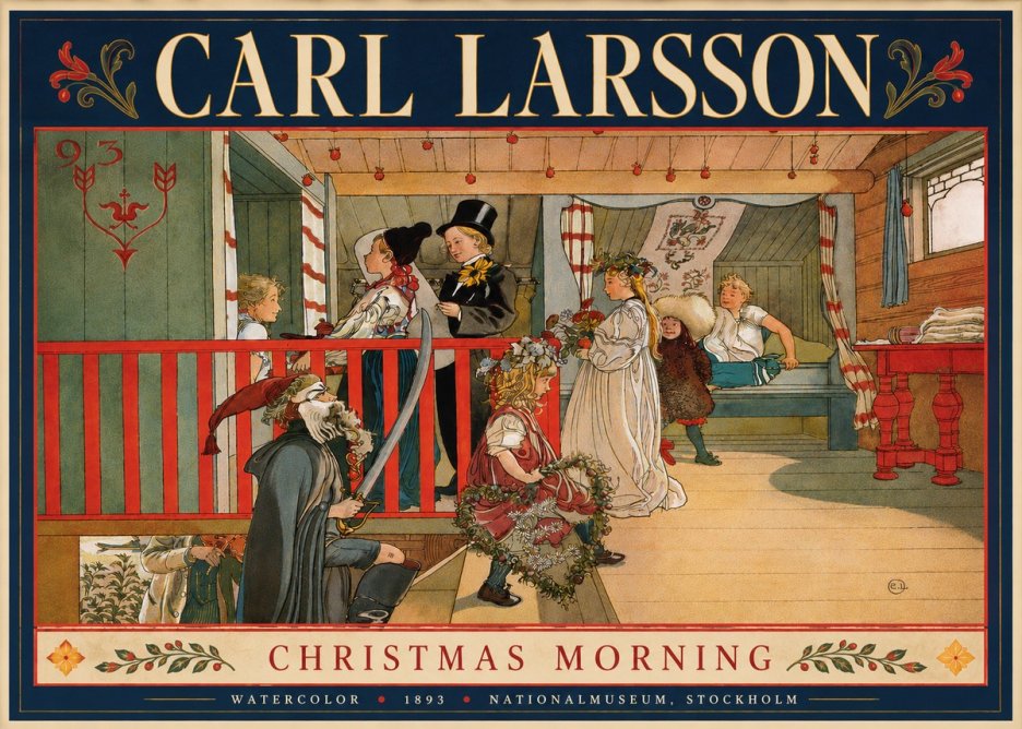 Carl Larsson Children Bringing Flowers No6 - Plakát