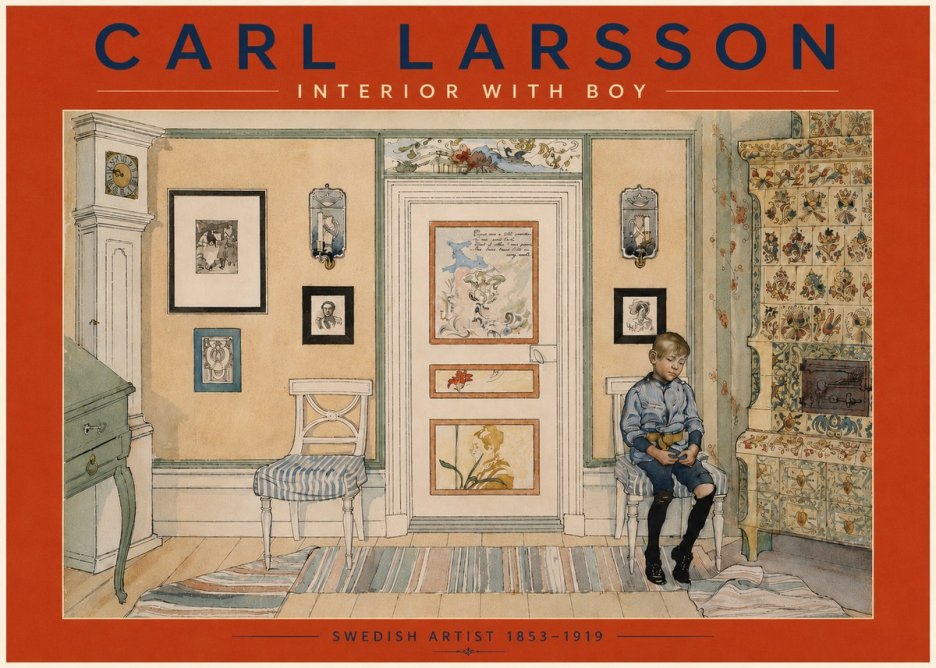 Carl Larsson Interior with Boy No4 - Plakát