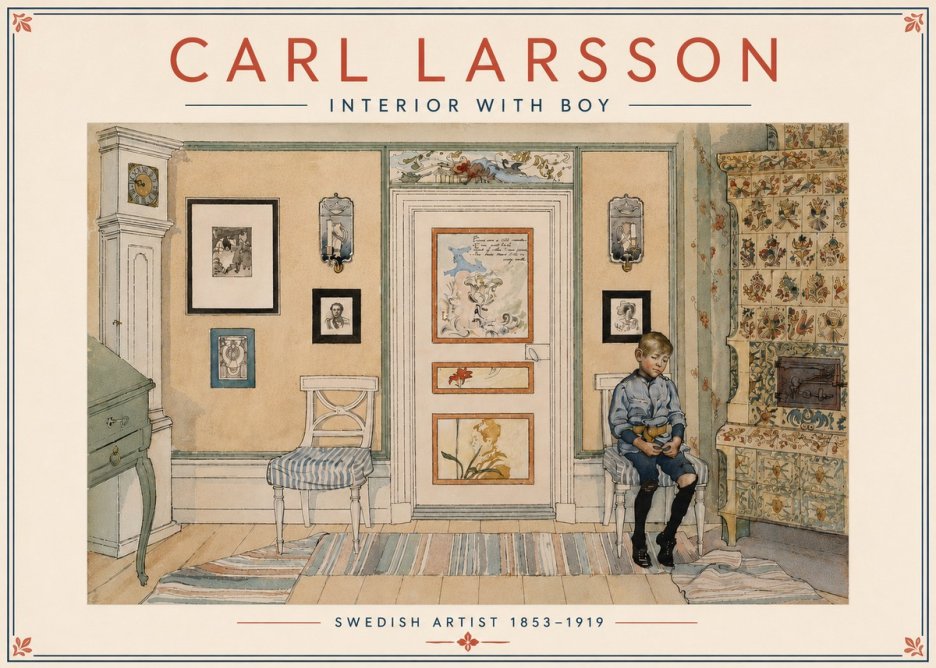 Carl Larsson Interior with Boy No5 - Plakát