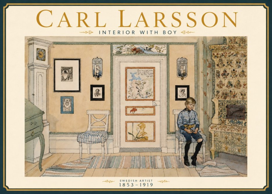 Carl Larsson Interior with Boy No6 - Plakát