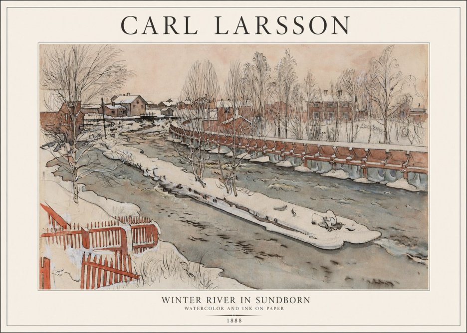 Carl Larsson Winter River in Sundborn No1 - Plakát