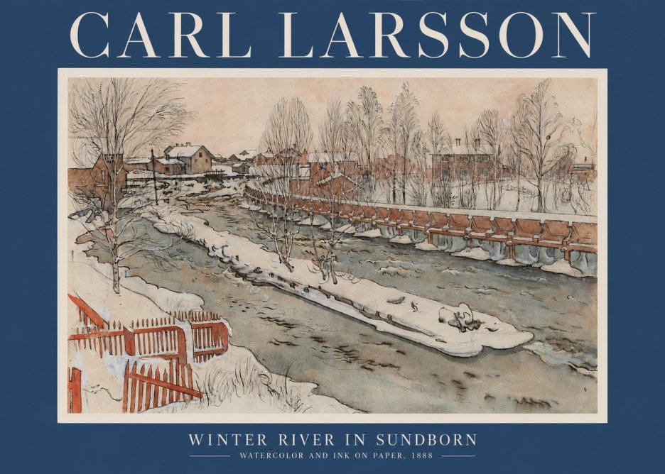 Carl Larsson Winter River in Sundborn No2 - Plakát