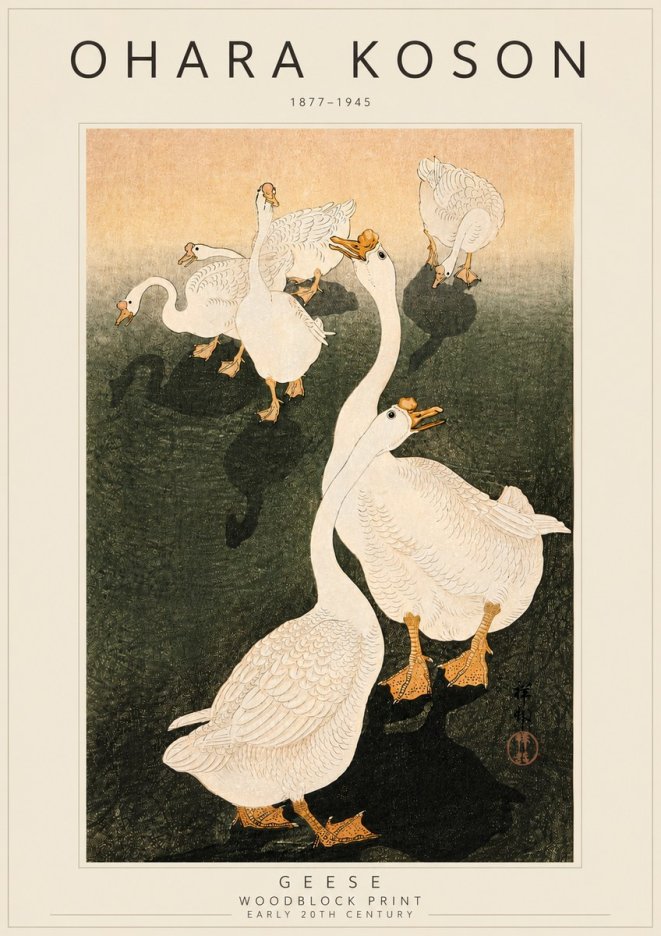 Ohara Koson Geese No4 - Plakát