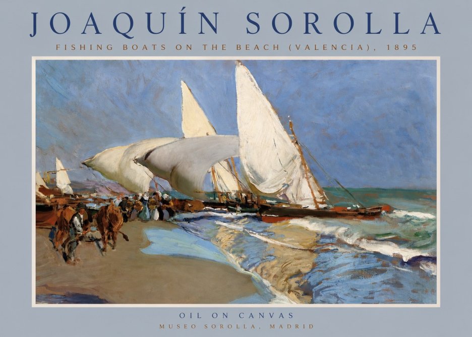 Sorolla Fishing Boats on the Beach (Valencia), 1895 No2 - Plakát
