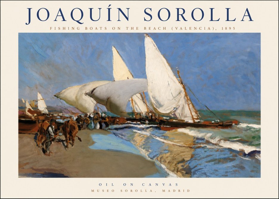 Sorolla Fishing Boats on the Beach (Valencia), 1895 No4 - Plakát