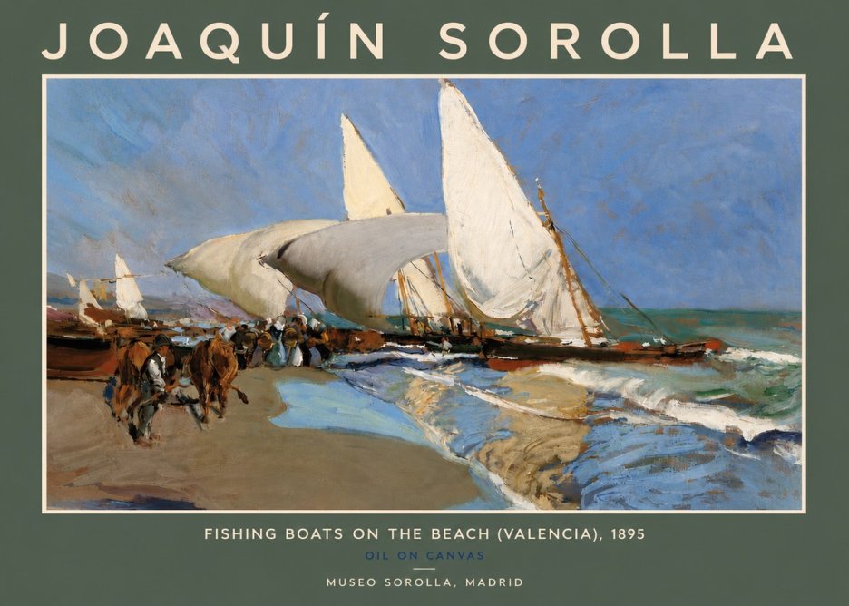 Sorolla Fishing Boats on the Beach (Valencia), 1895 No5 - Plakát