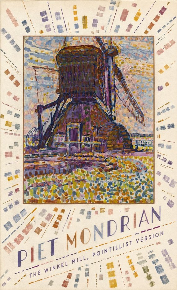Piet Mondrian The Winkel Mill, Pointillist Version No4 - Plakát