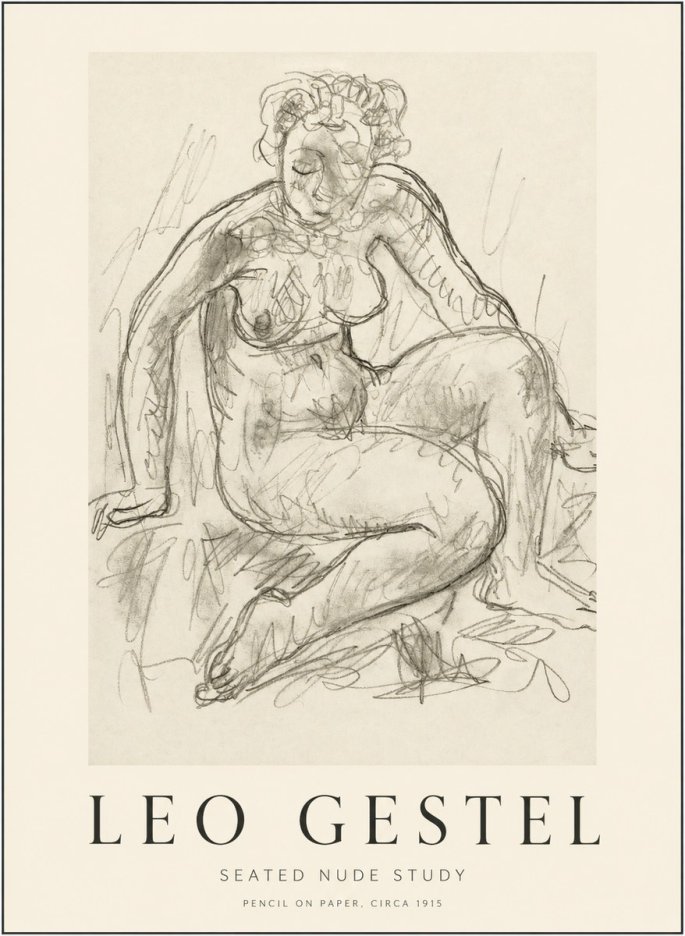 Leo Gestel Seated Nude Study No1 - Plakát